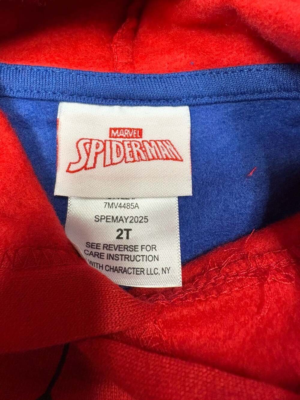 Marvel Spider-Man Hoodie Size 2T Red Blue Graphic Pullover